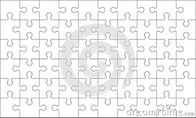 Puzzles grid - blank template. Jigsaw puzzle with 60 pieces. Mosaic background for thinking game is 10x6 size. Game with details. Vector Illustration